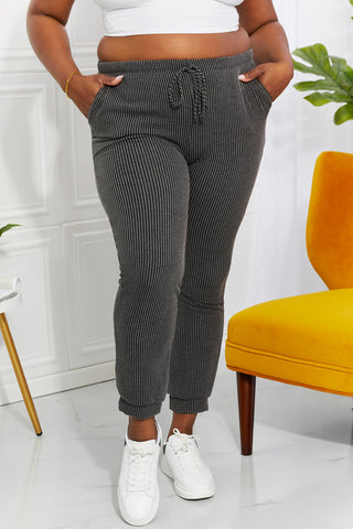 Shop Blumin Apparel Full Size Easy Living Ribbed Joggers - High-Quality U.S. Made Women’s Fashion with Free & Fast Shipping