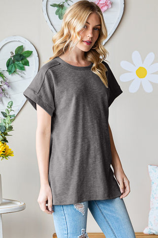 Shop Heimish Full Size Short Sleeve Round Neck T-Shirt - High-Quality U.S. Made Women’s Fashion with Free & Fast Shipping