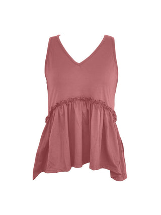 Shop Frill V-Neck Peplum Tank - High-Quality U.S. Made Women’s Fashion with Free Fast Shipping