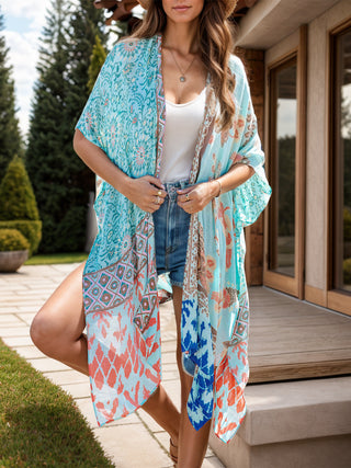 Shop Printed Open Front Cover-Up - High-Quality U.S. Made Women’s Fashion with Free Fast Shipping