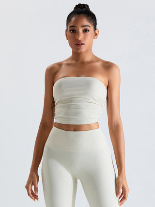 Shop White Ribbed Active Bandeau Top - High-Quality U.S. Made Women’s Fashion with Free & Fast Shipping