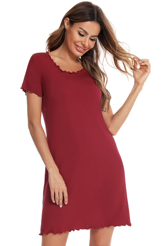 Shop Round Neck Short Sleeve Lounge Dress - High-Quality U.S. Made Women’s Fashion with Free Fast Shipping