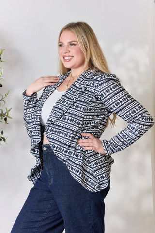 Shop Heimish Full Size Open Front Printed Blazer - High-Quality U.S. Made Women’s Fashion with Free & Fast Shipping