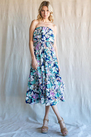 Shop Cotton Bleu by Nu Label Ruffled Floral Midi Dress - High-Quality U.S. Made Women’s Fashion with Free & Fast Shipping