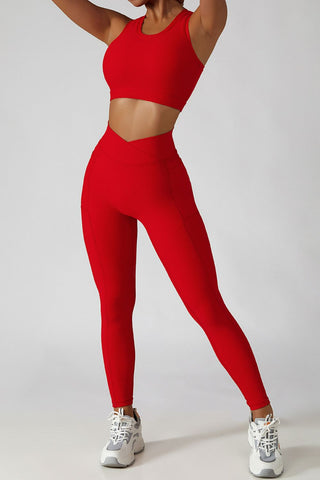 Shop Basic Bae Crossover Waist Active Leggings - High-Quality U.S. Made Women’s Fashion with Free & Fast Shipping