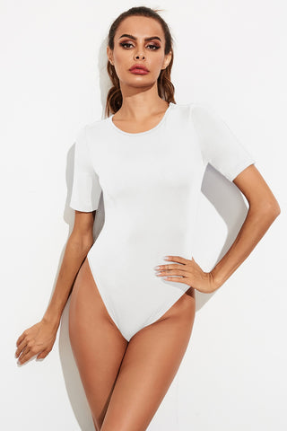 Shop Round Neck Short Sleeve Bodysuit - High-Quality U.S. Made Women’s Fashion with Free & Fast Shipping