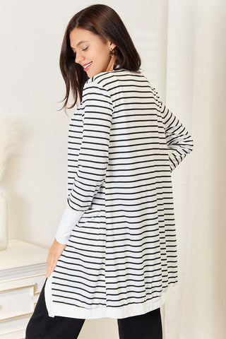 Shop Double Take Striped Open Front Longline Cardigan - High-Quality U.S. Made Women’s Fashion with Free & Fast Shipping