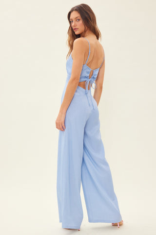 Shop Idem Ditto Drawstring Back Sleeveless Wide Leg Jumpsuit - High-Quality U.S. Made Women’s Fashion with Free & Fast Shipping