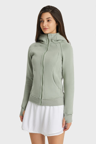 Shop Millennia Zip Up Seam Detail Hooded Sports Jacket - High-Quality U.S. Made Women’s Fashion with Free & Fast Shipping