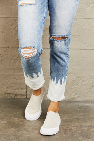 Shop BAYEAS High Waisted Distressed Painted Cropped Skinny Jeans - High-Quality U.S. Made Women’s Fashion with Free & Fast Shipping