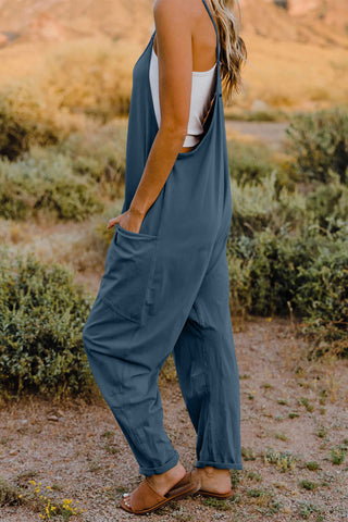 Shop Double Take Full Size V-Neck Sleeveless Jumpsuit with Pockets - High-Quality U.S. Made Women’s Fashion with Free & Fast Shipping