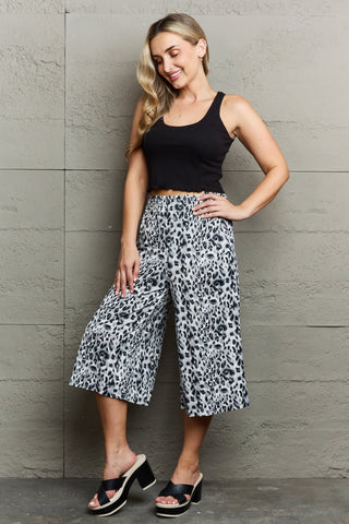 Shop Ninexis Leopard High Waist Flowy Wide Leg Pants with Pockets - High-Quality U.S. Made Women’s Fashion with Free & Fast Shipping