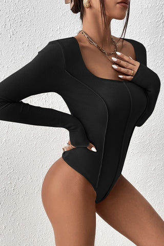 Shop Scoop Neck Long Sleeve Bodysuit - High-Quality U.S. Made Women’s Fashion with Free & Fast Shipping