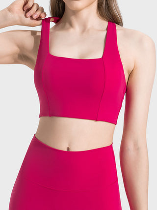 Shop Hot Pink Millennia Scoop Neck Sports Bra - High-Quality U.S. Made Women’s Fashion with Free & Fast Shipping