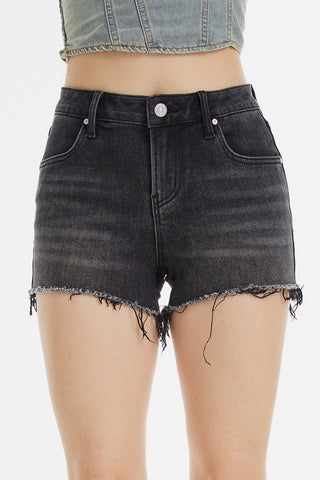 Shop Black BAYEAS Raw Hem Denim Shorts - High-Quality U.S. Made Women’s Fashion with Free & Fast Shipping