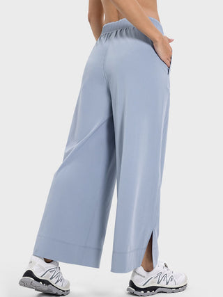 Shop Slit Wide Leg Active Pants - High-Quality U.S. Made Women’s Fashion with Free & Fast Shipping