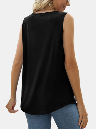 Shop Ruched Square Neck Tank - High-Quality U.S. Made Women’s Fashion with Free & Fast Shipping