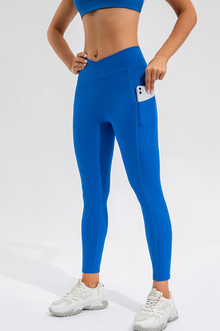 Shop Royal Blue High Waist Active Leggings with Pockets - High-Quality U.S. Made Women’s Fashion with Free & Fast Shipping