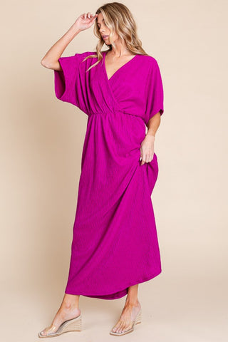 Shop BOMBOM Surplice Maxi Dress with Pockets - High-Quality U.S. Made Women’s Fashion with Free & Fast Shipping