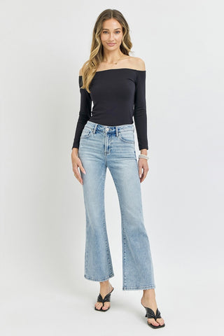 Shop RISEN Full Size High Rise Ankle Flare Jeans - High-Quality U.S. Made Women’s Fashion with Free & Fast Shipping