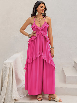 Shop Ruffled Halter Neck Maxi Dress - High-Quality U.S. Made Women’s Fashion with Free & Fast Shipping