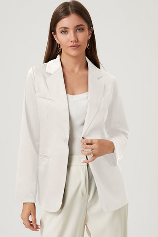 Shop White Long Sleeve Lapel Collar Blazer - High-Quality U.S. Made Women’s Fashion with Free & Fast Shipping