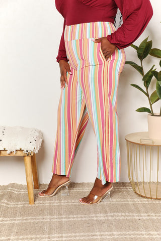 Shop Double Take Striped Smocked Waist Pants with Pockets - High-Quality U.S. Made Women’s Fashion with Free & Fast Shipping