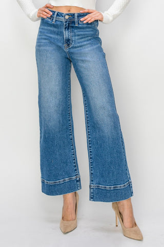 Shop Medium RISEN Full Size High Rise Wide Leg Jeans - High-Quality U.S. Made Women’s Fashion with Free & Fast Shipping