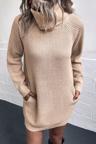 Shop Turtleneck Sweater Dress with Pockets - High-Quality U.S. Made Women’s Fashion with Free Fast Shipping