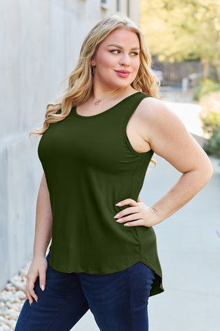 Shop Basic Bae Full Size Round Neck Curved Hem Tank - High-Quality U.S. Made Women’s Fashion with Free & Fast Shipping