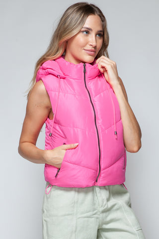 Shop Snobbish Zip Up Quilted Hooded Vest - High-Quality U.S. Made Women’s Fashion with Free & Fast Shipping