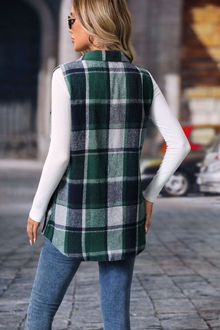 Shop Plaid Button Up Vest Coat - High-Quality U.S. Made Women’s Fashion with Free & Fast Shipping