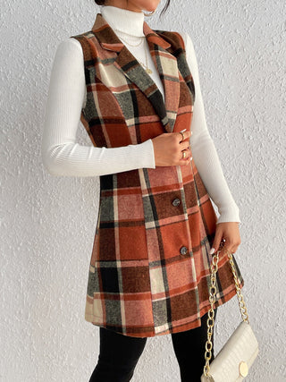 Shop Honey Plaid Button Up Vest Coat - High-Quality U.S. Made Women’s Fashion with Free Fast Shipping