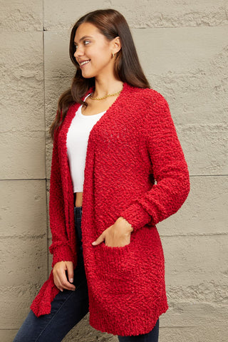 Shop Zenana Falling For You Full Size Open Front Popcorn Cardigan - High-Quality U.S. Made Women’s Fashion with Free & Fast Shipping