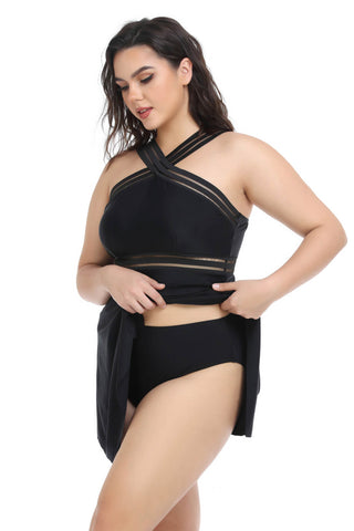 Shop Plus Size Handkerchief-Hem Swim Dress and Bottoms Set - High-Quality U.S. Made Women’s Fashion with Free & Fast Shipping