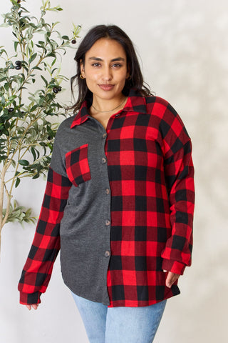 Shop Heimish Full Size Plaid Button Down Shacket - High-Quality U.S. Made Women’s Fashion with Free & Fast Shipping