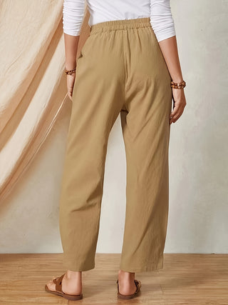 Shop Full Size Elastic Waist Pants with Pockets - High-Quality U.S. Made Women’s Fashion with Free Fast Shipping