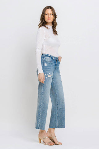 Shop Vervet by Flying Monkey Mid Rise Crop Wide Leg Jeans - High-Quality U.S. Made Women’s Fashion with Free & Fast Shipping