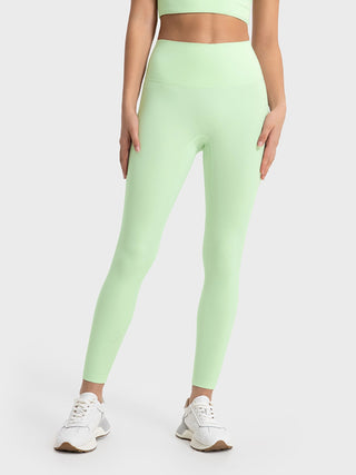 Shop Light Green Wide Waistband Sports Leggings - High-Quality U.S. Made Women’s Fashion with Free & Fast Shipping