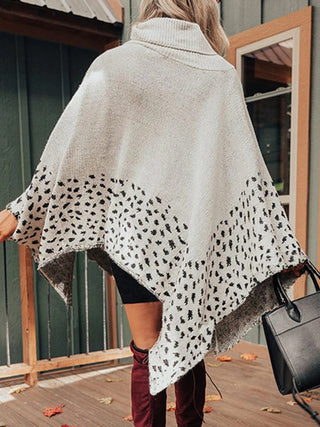 Shop Leopard Turtleneck Poncho - High-Quality U.S. Made Women’s Fashion with Free Fast Shipping