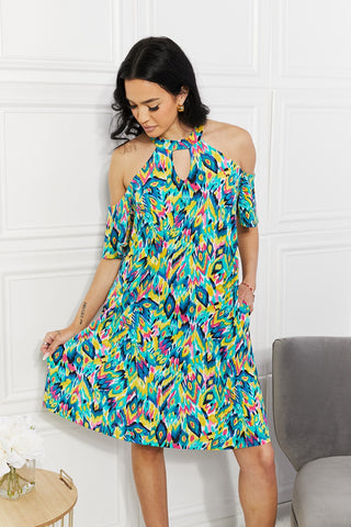 Shop Sew In Love Full Size Perfect Paradise Printed Cold-Shoulder Dress - High-Quality U.S. Made Women’s Fashion with Free & Fast Shipping