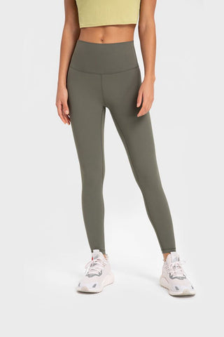 Shop Green Highly Stretchy Wide Waistband Yoga Leggings - High-Quality U.S. Made Women’s Fashion with Free & Fast Shipping