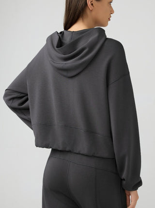 Shop Millennia Zip Up Dropped Shouder Active Hooded - High-Quality U.S. Made Women’s Fashion with Free & Fast Shipping