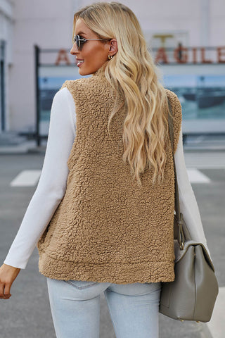 Shop Snap Down Vest with Pockets - High-Quality U.S. Made Women’s Fashion with Free Fast Shipping