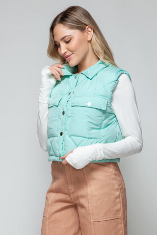 Shop Snobbish Snap Down Quilted Crop Vest - High-Quality U.S. Made Women’s Fashion with Free Fast Shipping