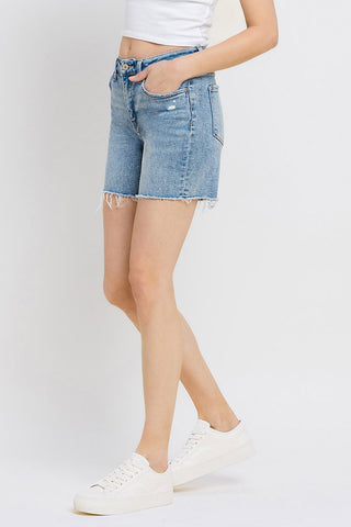 Shop Light Vervet by Flying Monkey High Rise Denim Shorts - High-Quality U.S. Made Women’s Fashion with Free & Fast Shipping