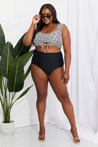 Shop Marina West Swim Sanibel Crop Swim Top and Ruched Bottoms Set in Black - High-Quality U.S. Made Women’s Fashion with Free Fast Shipping