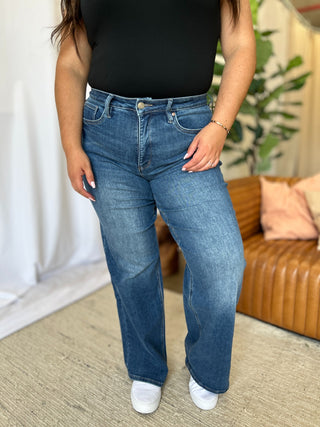 Shop Medium RFM Full Size High Rise Tummy Control Wide Leg Jeans - High-Quality U.S. Made Women’s Fashion with Free & Fast Shipping