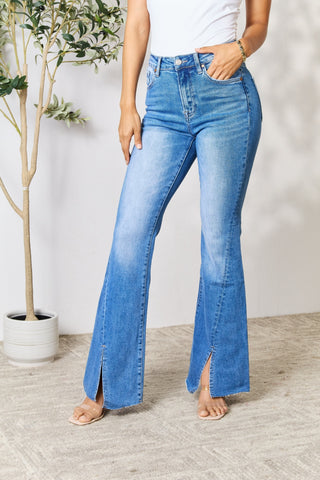 Shop BAYEAS Slit Flare Jeans - High-Quality U.S. Made Women’s Fashion with Free Fast Shipping