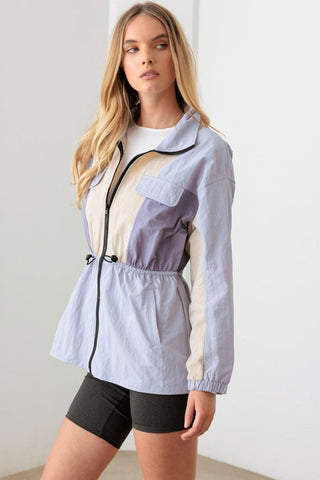 Shop Le Lis Color Block Collared Wind Breaker Jacket - High-Quality U.S. Made Women’s Fashion with Free & Fast Shipping